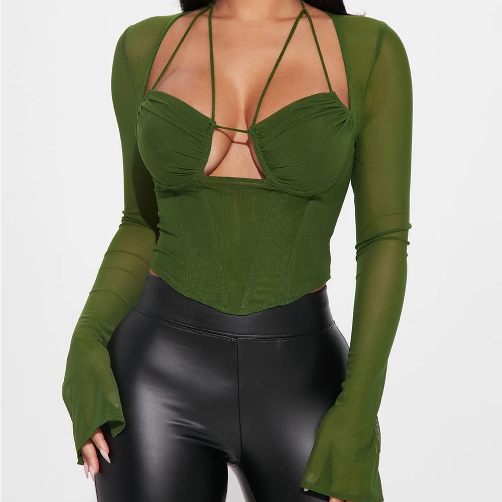 Fashion Nova olive green corset top